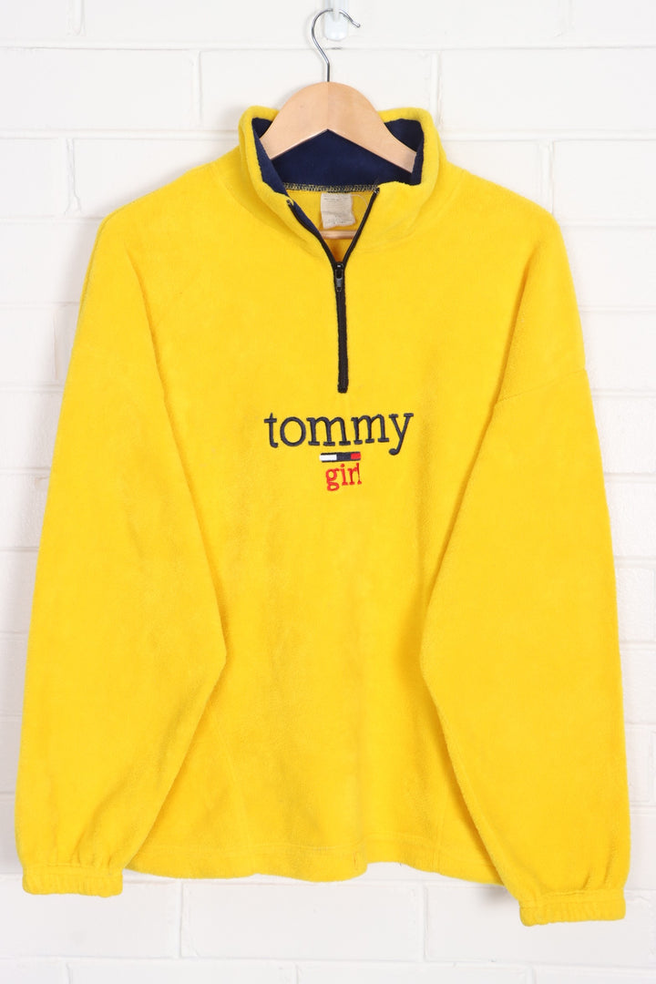 TOMMY HILFIGER 'Tommy Girl' Yellow 1/4 Zip Fleece Sweatshirt Canada Made (L)