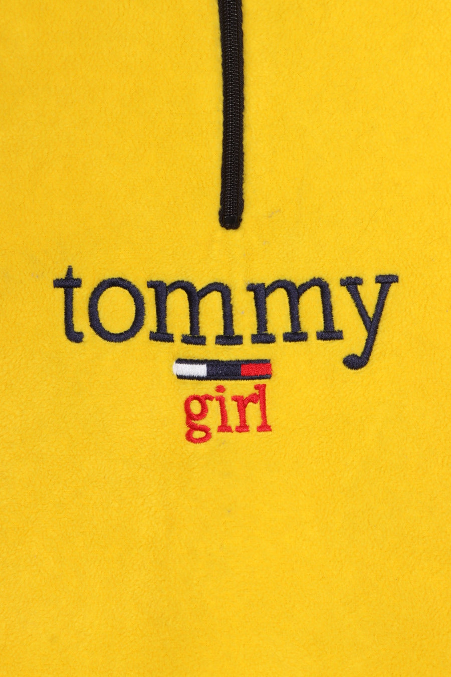 TOMMY HILFIGER 'Tommy Girl' Yellow 1/4 Zip Fleece Sweatshirt Canada Made (L-XL)