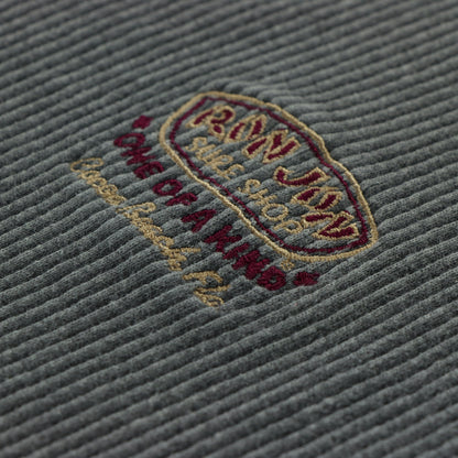 RON JON SURF SHOP Embroidered Corduroy Style Grey Stripe Tee (L)