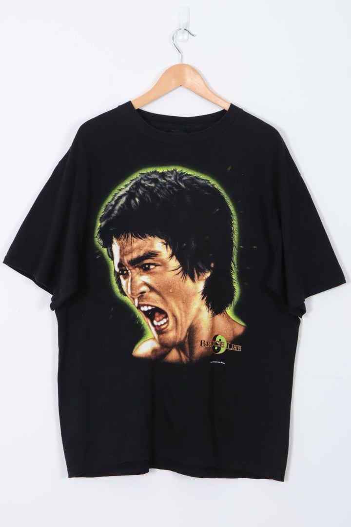 CHANGES 90’s Bruce Lee Portrait Martial Arts Black T-Shirt (XL)