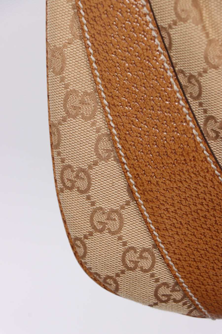GUCCI Monogram GG Canvas Beige Leather Hobo Shoulder Bag