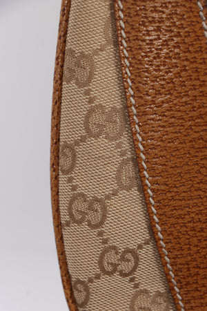 GUCCI Monogram GG Canvas Beige Leather Hobo Shoulder Bag