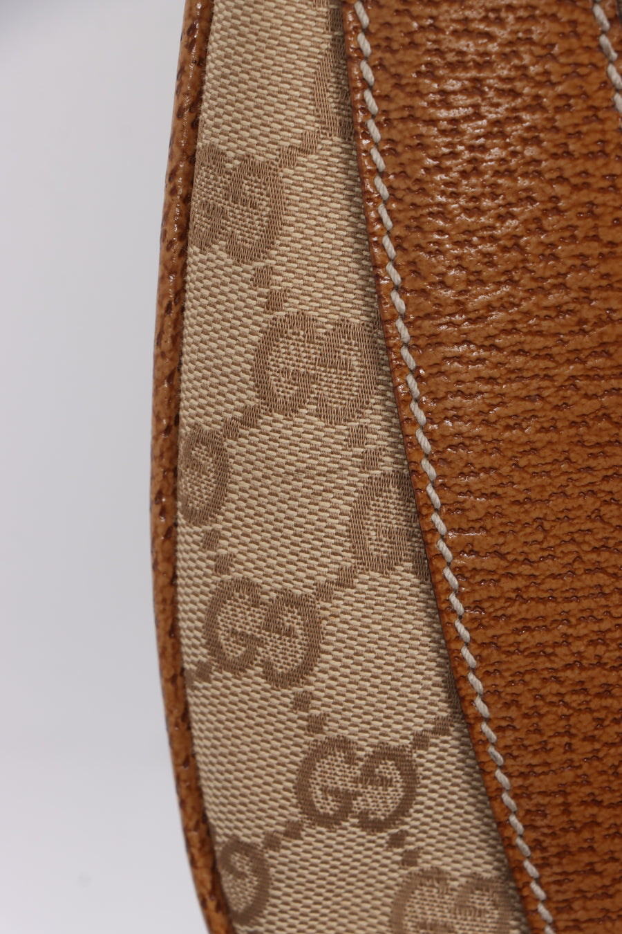 GUCCI Monogram GG Canvas Beige Leather Hobo Shoulder Bag
