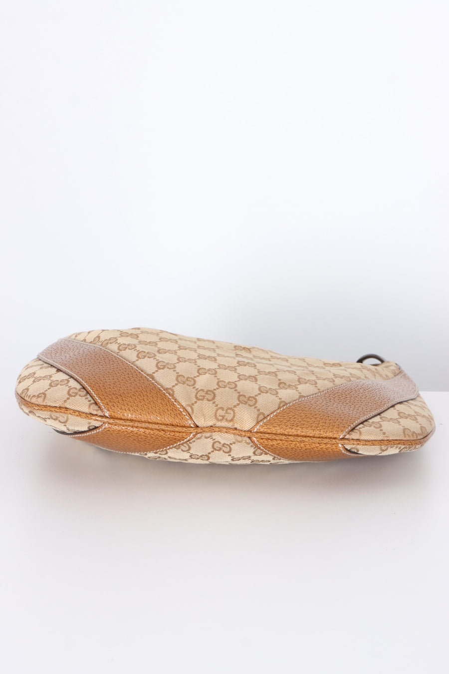 GUCCI Monogram GG Canvas Beige Leather Hobo Shoulder Bag