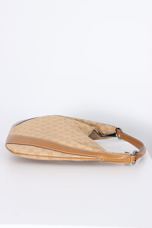 GUCCI Monogram GG Canvas Beige Leather Hobo Shoulder Bag