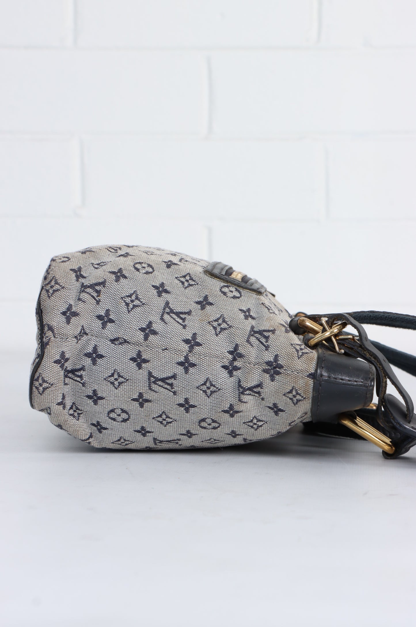 Vintage LOUIS VUITTON 'Lucille' PM Blue Canvas Mini Shoulder Bag France Made