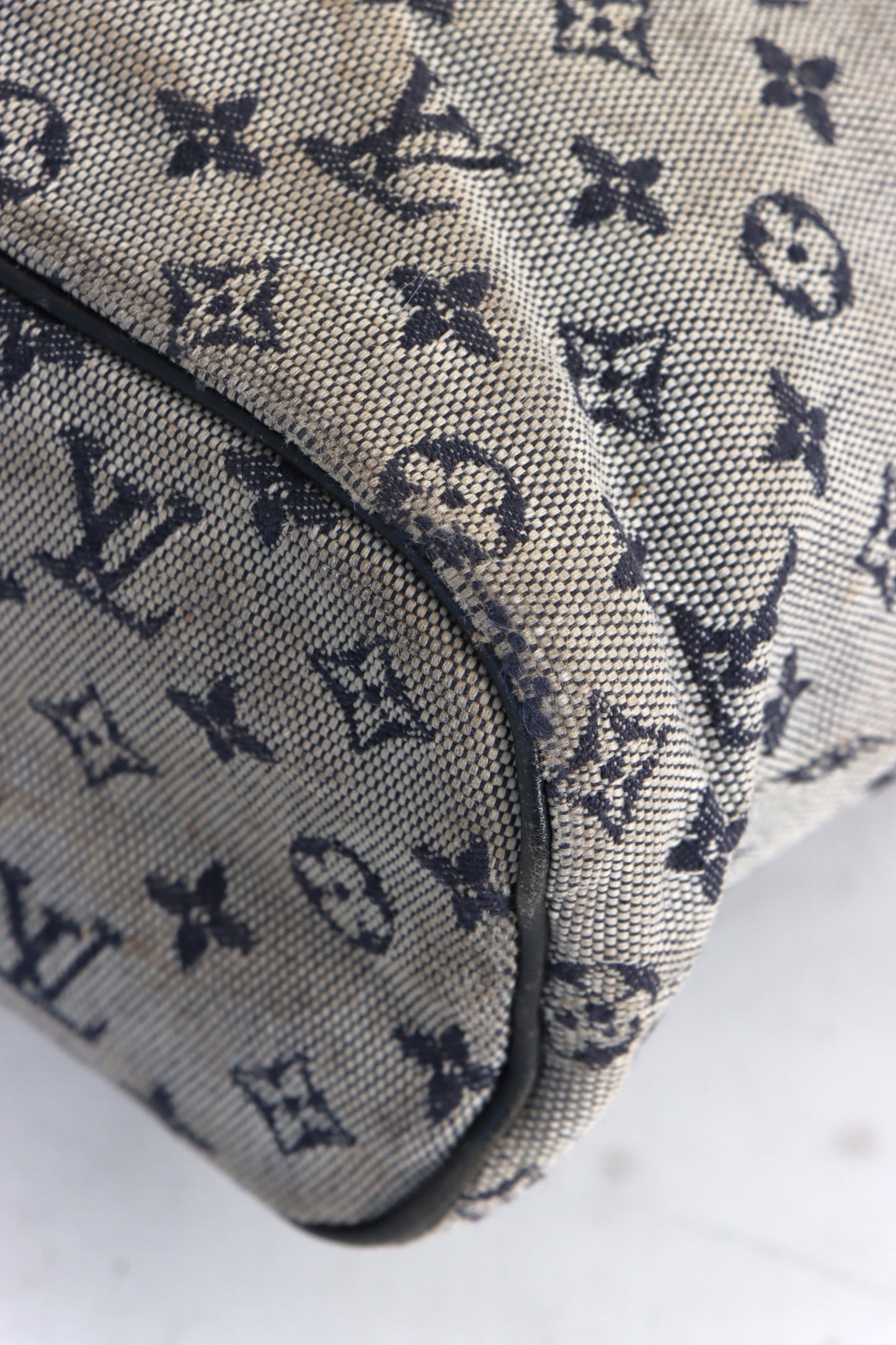 Vintage LOUIS VUITTON 'Lucille' PM Blue Canvas Mini Shoulder Bag France Made