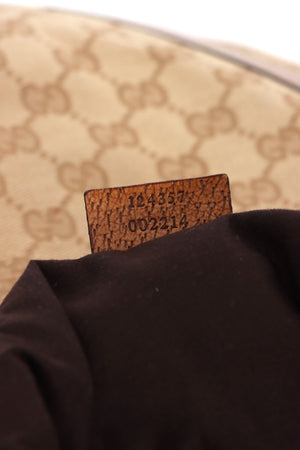 GUCCI Monogram GG Canvas Beige Leather Hobo Shoulder Bag
