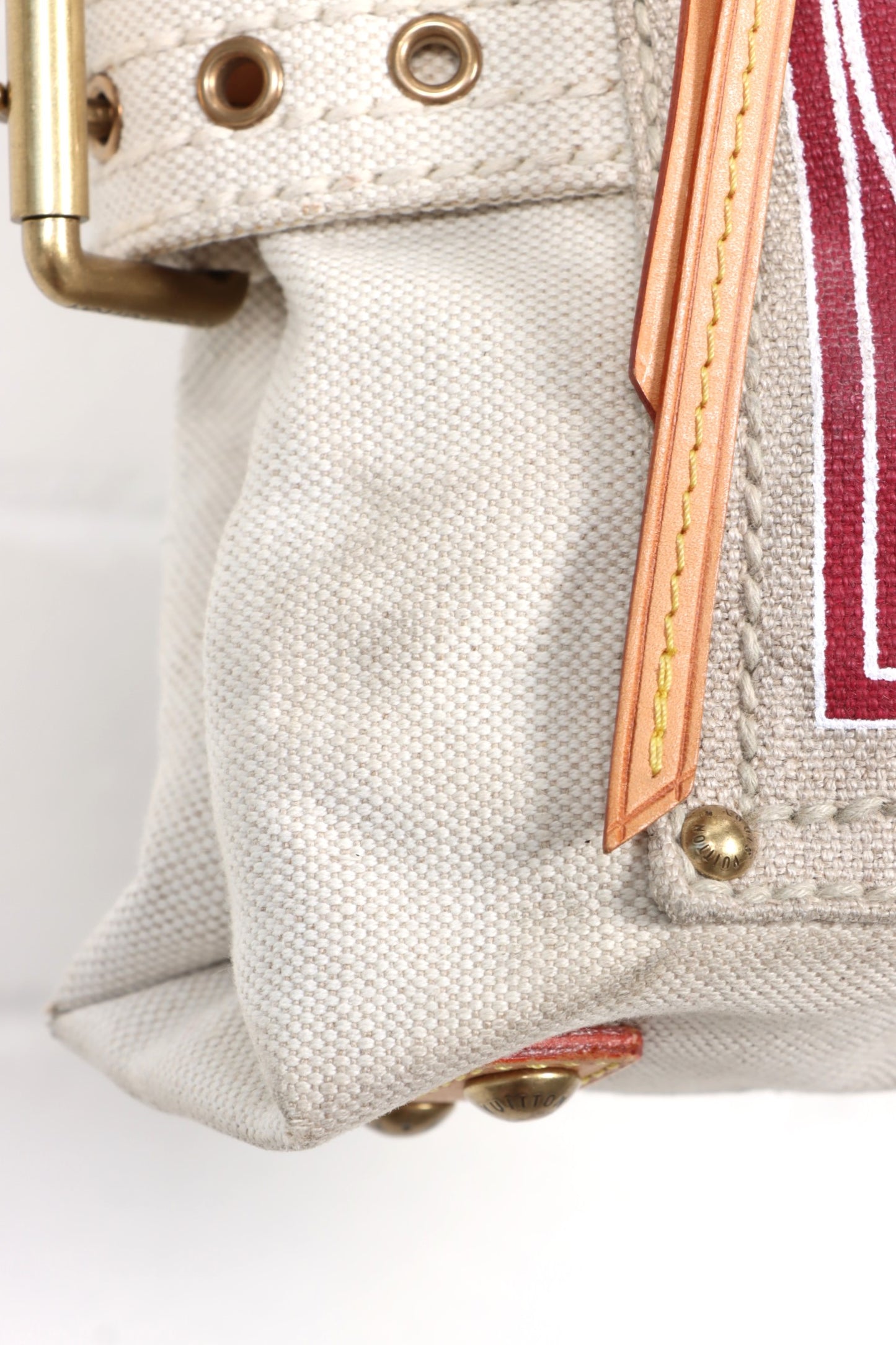 LOUIS VUITTON 'Globe Shopper' PM Red Toile Tote Bag France Made