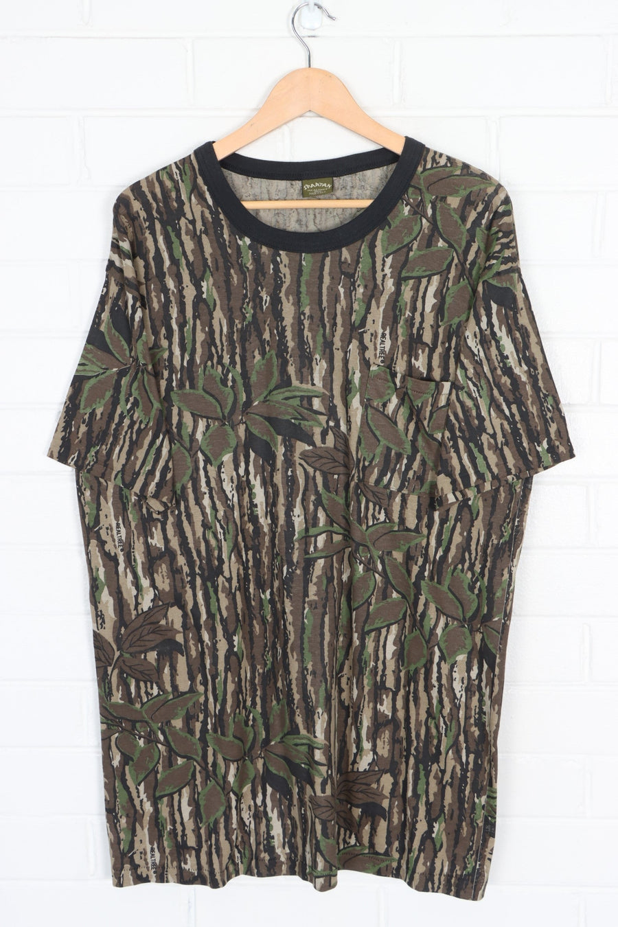 SPARTAN REALTREE Camouflage Single Stitch TALL T-Shirt USA Made (L)