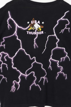 USA THUNDER 90s Skulls Native American Front Back T-Shirt (XL)