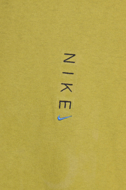 NIKE Embroidered Vertical Logo Olive Green T-Shirt USA Made (XL)