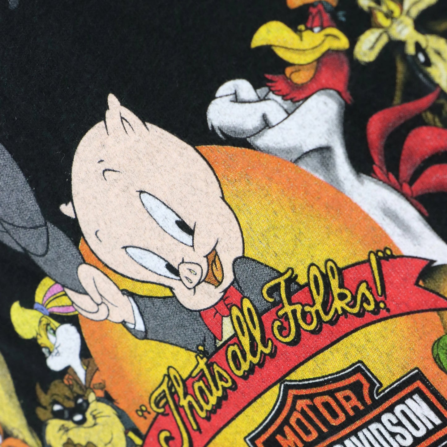 Vintage HARLEY DAVIDSON x LOONEY TUNES "Meaner Than A Junkyard Dog" El Paso Texas USA Made Tee (L TALL)