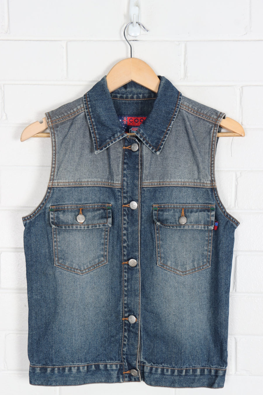 COOGI Medium Wash Button Up Denim Vest (S)