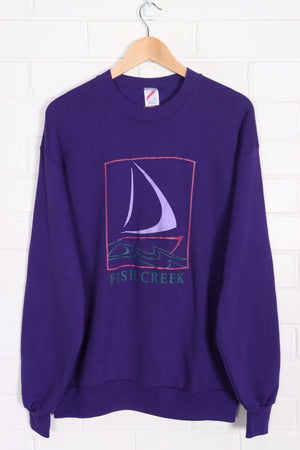 Fish Creek Sailboat Purple Sweatshirt USA Made (L)