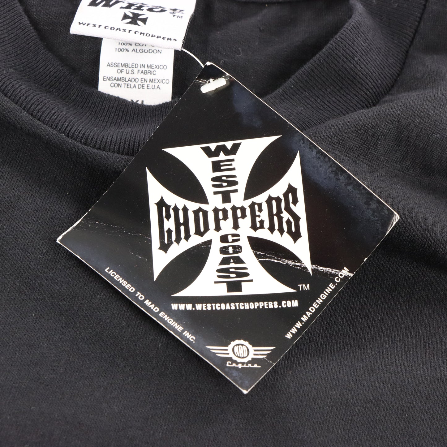 Vintage WEST COAST CHOPPERS Long Beach California Y2K Style Black T-Shirt With Original Tag (XXL) Vintage Sole Melbourne