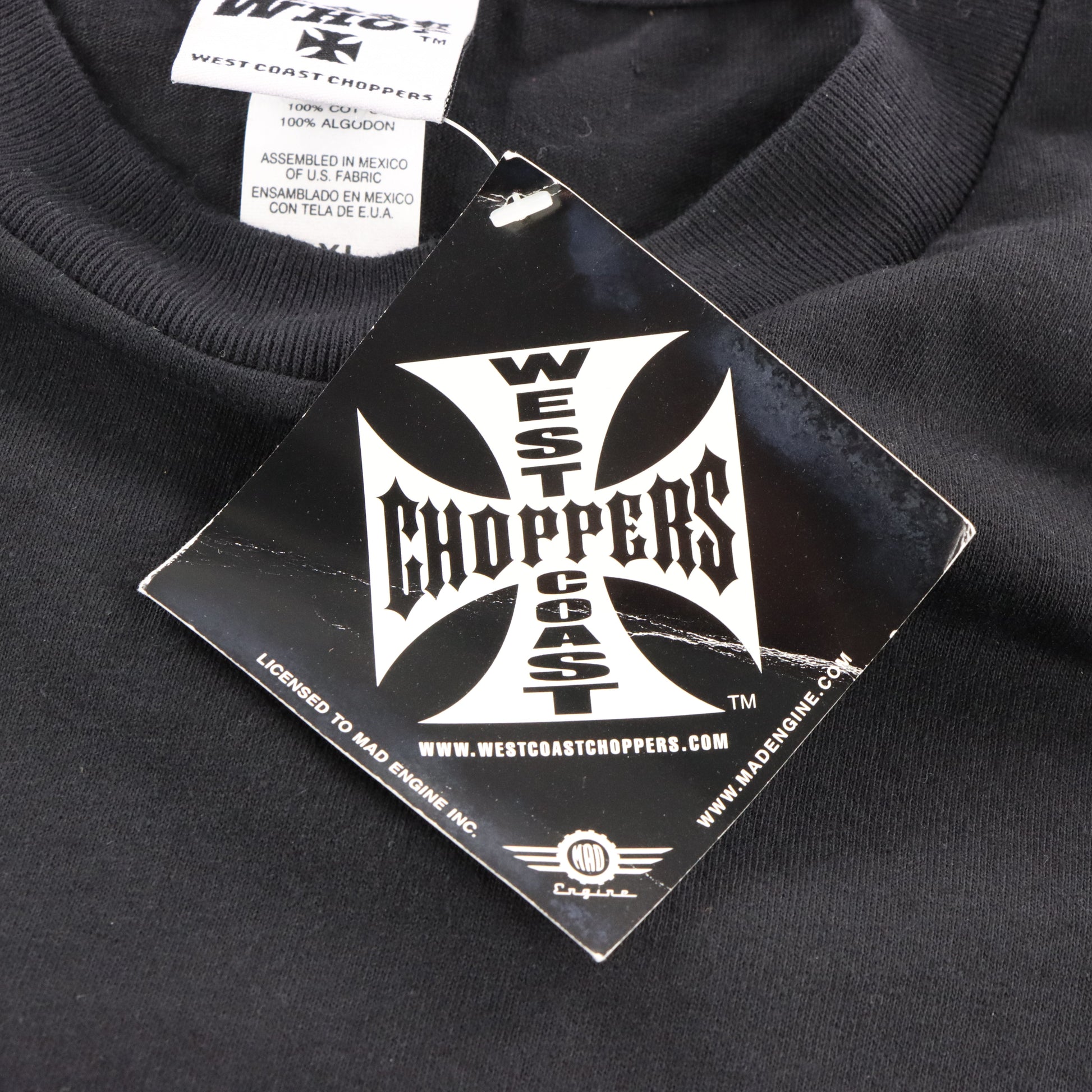 Vintage WEST COAST CHOPPERS Long Beach California Y2K Style Black T-Shirt With Original Tag (XXL) Vintage Sole Melbourne
