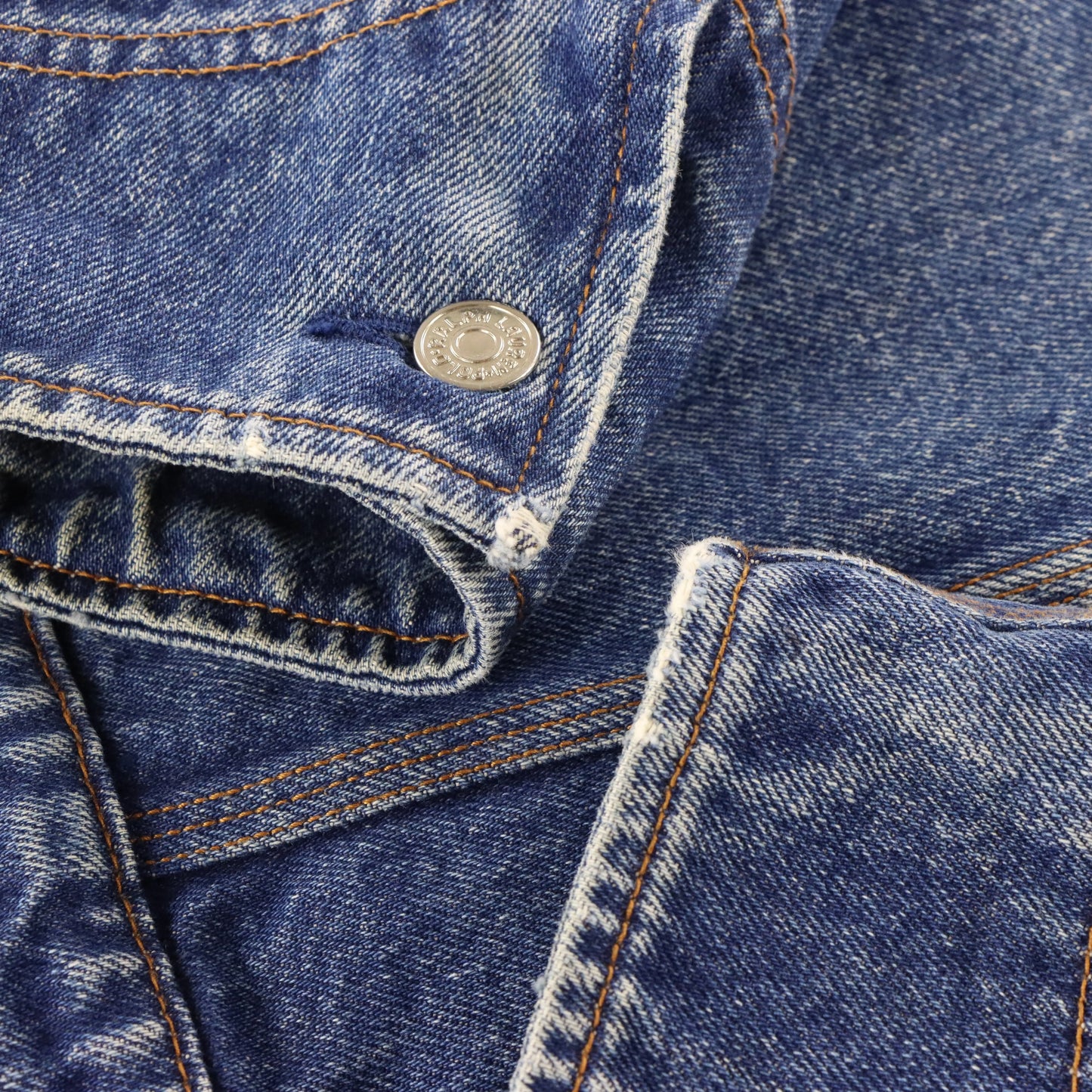 Vintage RALPH LAUREN Tan Corduroy Collar Blue Denim Boxy Utility Jacket (M)