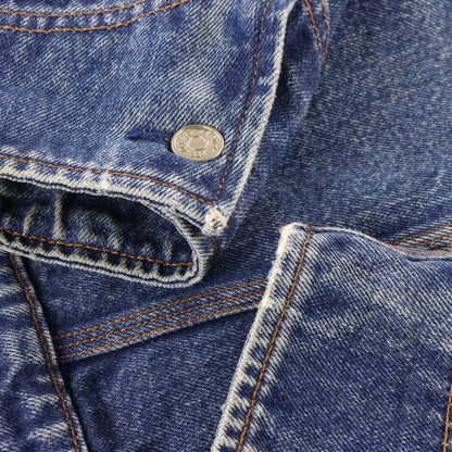 Vintage RALPH LAUREN Tan Corduroy Collar Blue Denim Boxy Utility Jacket (M)