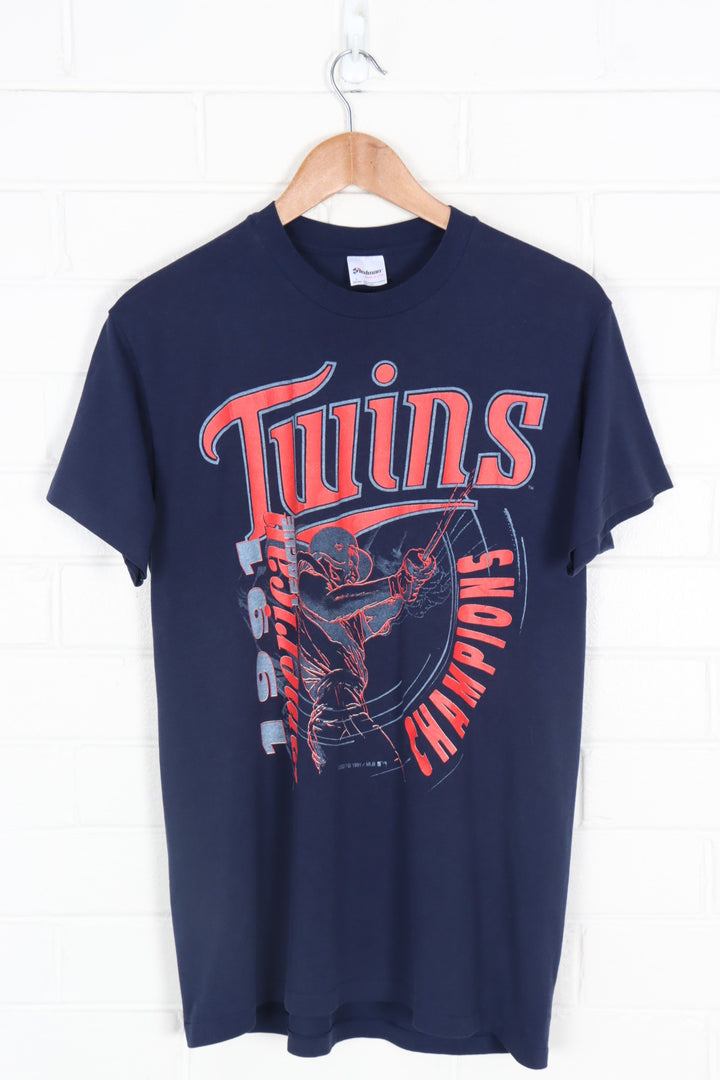 1991 Vintage Twins American Champions MLB Baseball Tee USA Made (M)