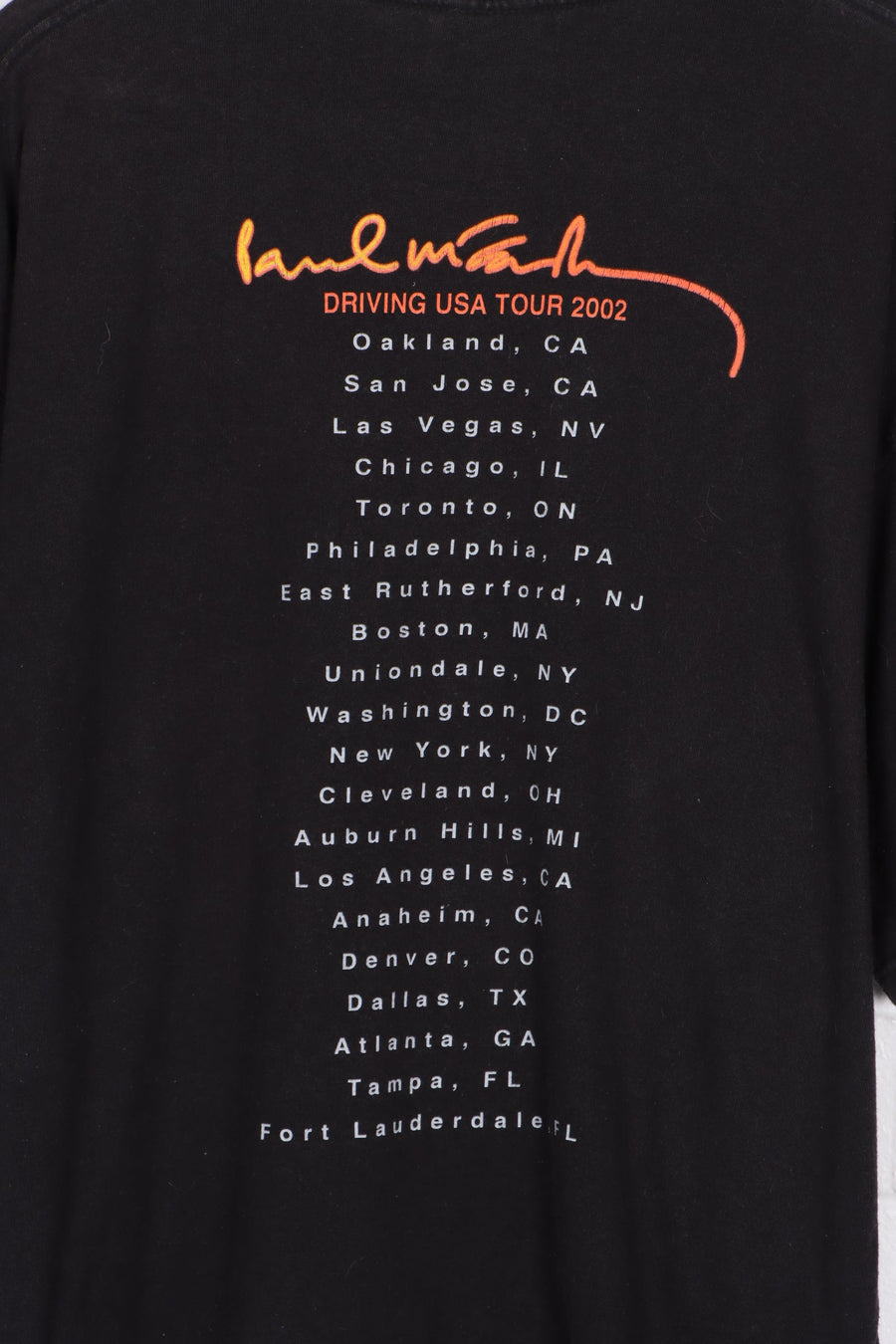 Paul McCartney 'Driving USA' Tour 2002 Front Back T-Shirt (XL)