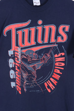 1991 Vintage Twins American Champions MLB Baseball Tee (M)