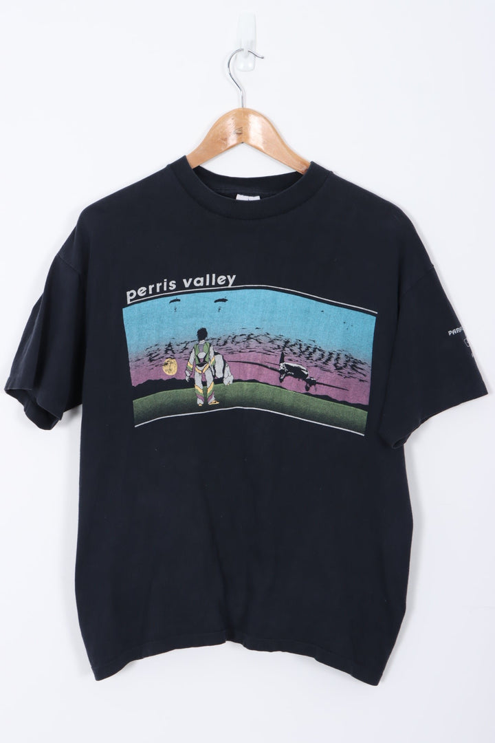 USA Made 90s Perris Valley Print Single Stitch T-Shirt (L)