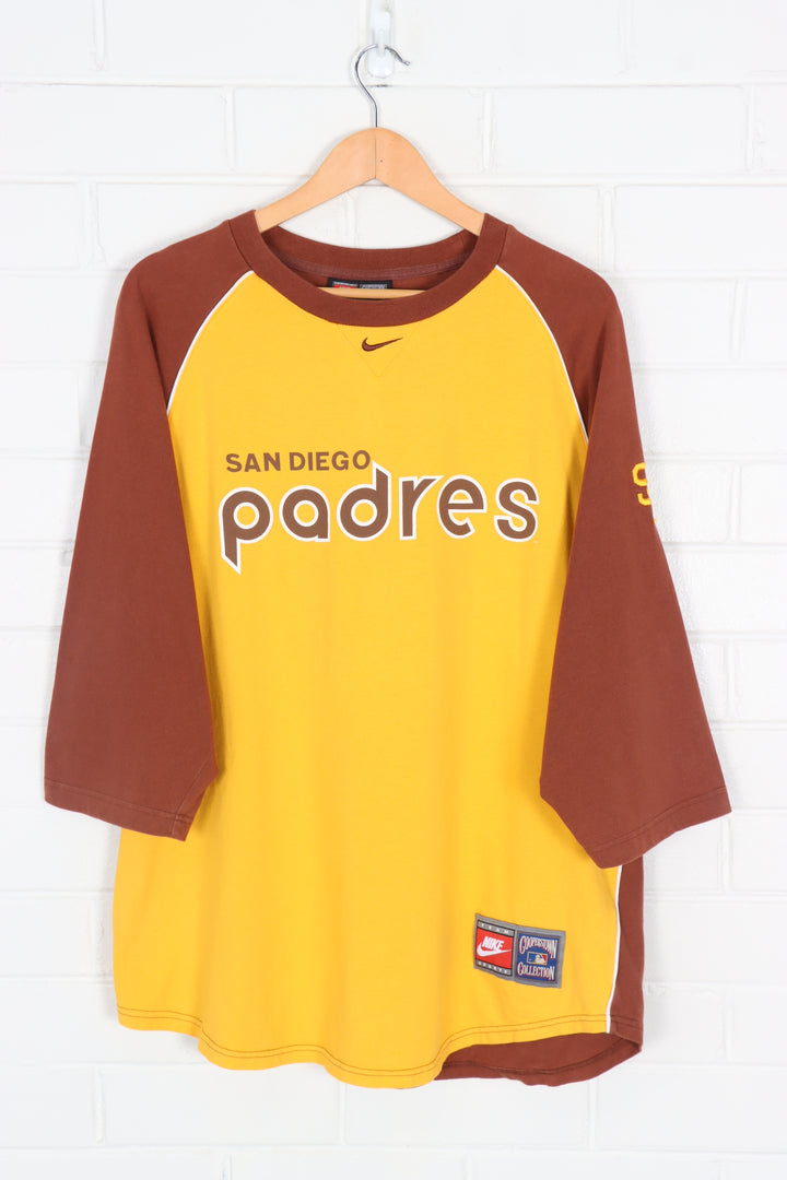 NIKE Centre Swoosh San Diego Padres MLB Baseball Raglan Tee (XL)