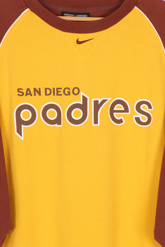 NIKE Centre Swoosh San Diego Padres MLB Baseball Raglan Tee (XL)