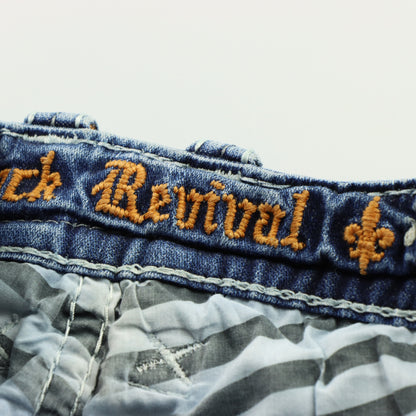 ROCK REVIVAL Y2K 'Yoel Boot' Distressed Grunge Blue Jeans (32)