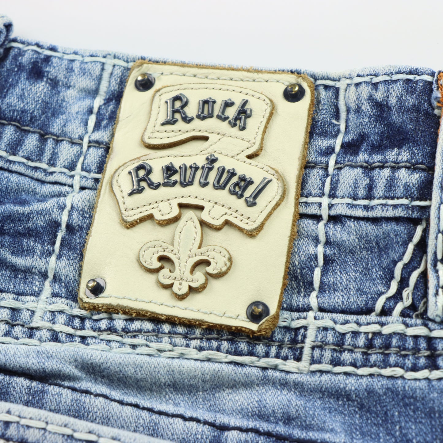 ROCK REVIVAL Y2K 'Yoel Boot' Distressed Grunge Blue Jeans (32)