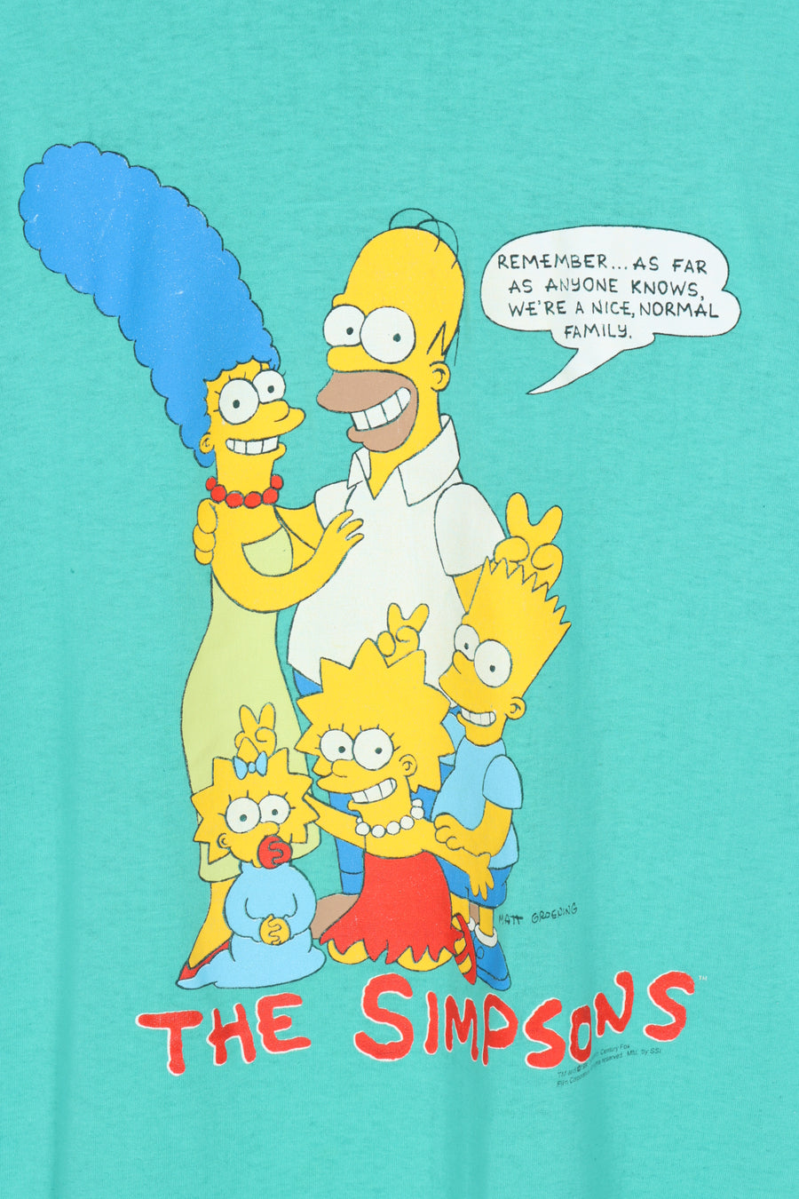 1990 VINTAGE The Simpson Teal Family Graphic Tee (XXXL)