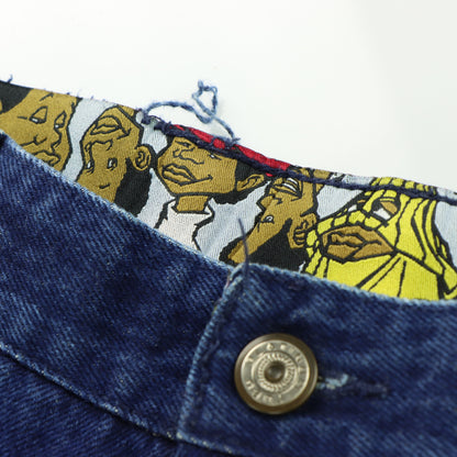 PLATINUM FUBU 'Fat Albert' Embroidered Cartoon Dark Wash Jeans (36)