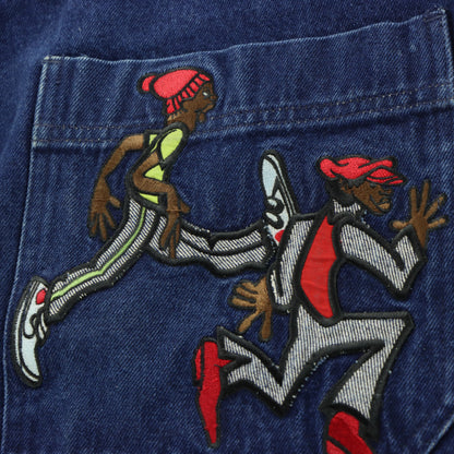 PLATINUM FUBU 'Fat Albert' Embroidered Cartoon Dark Wash Jeans (36)