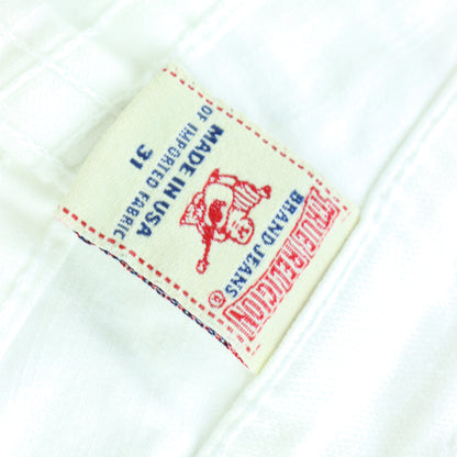 TRUE RELIGION Y2K Gold Sequin Logo USA Made White Jeans (31)