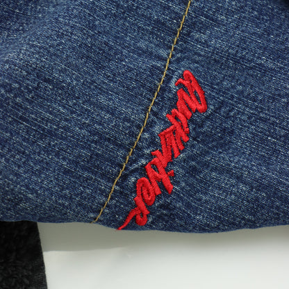 QUICKSILVER Embroidered Red Spell Out Logo Button Denim Long Overalls (L)