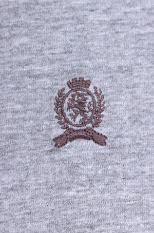 TOMMY HILFIGER Embroidered Crest Logo Grey Casual Tee (L)