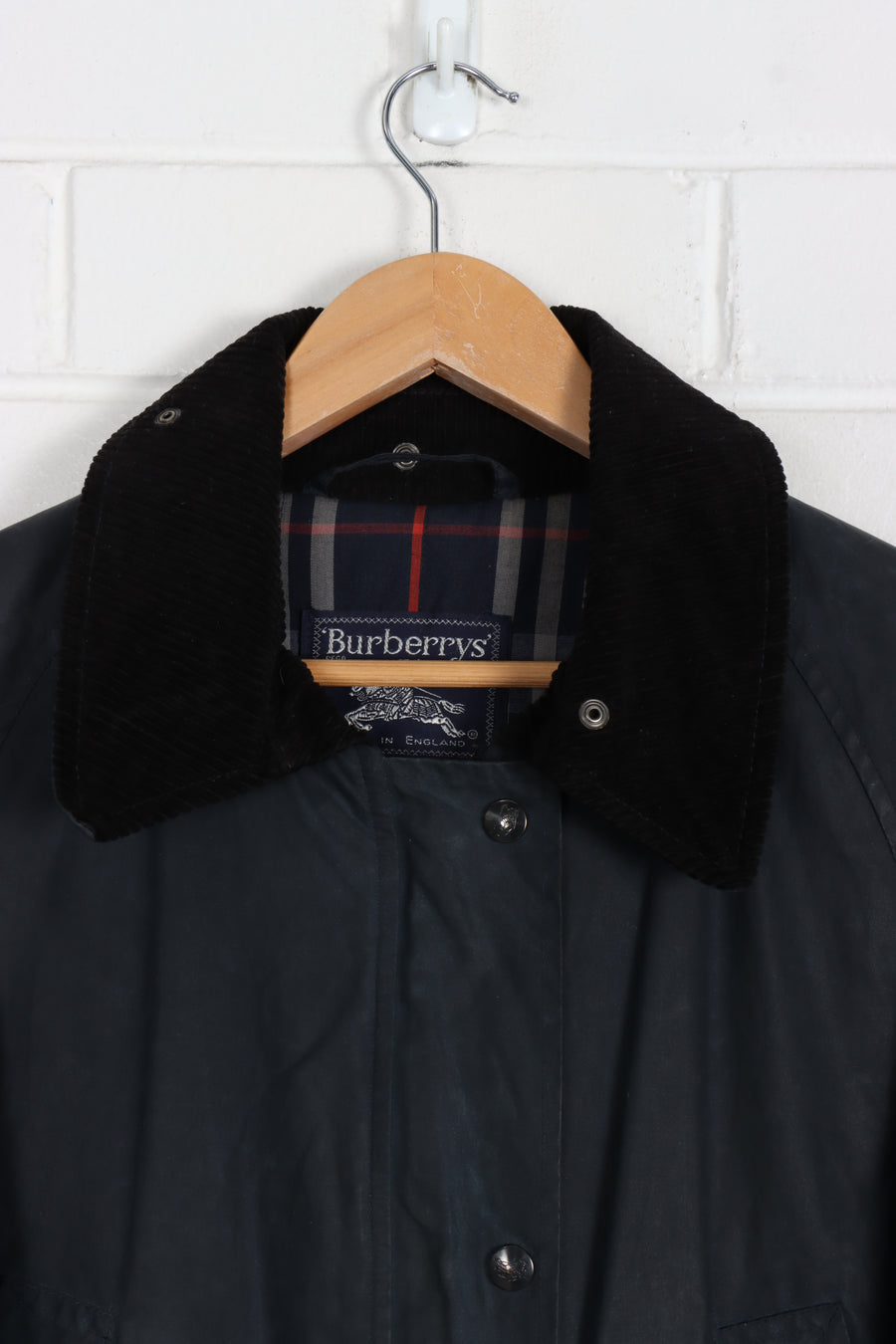BURBERRY Cord Collar Black Wax Jacket (S)