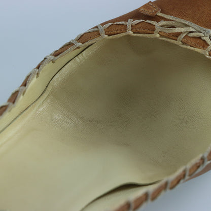 PRADA Tan Whip Stitch Bow Italy Made Kitten Heels (38.5)
