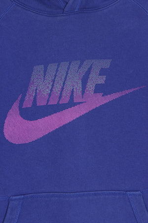 NIKE Blue & Purple Gradient Big Logo Hoodie (M)