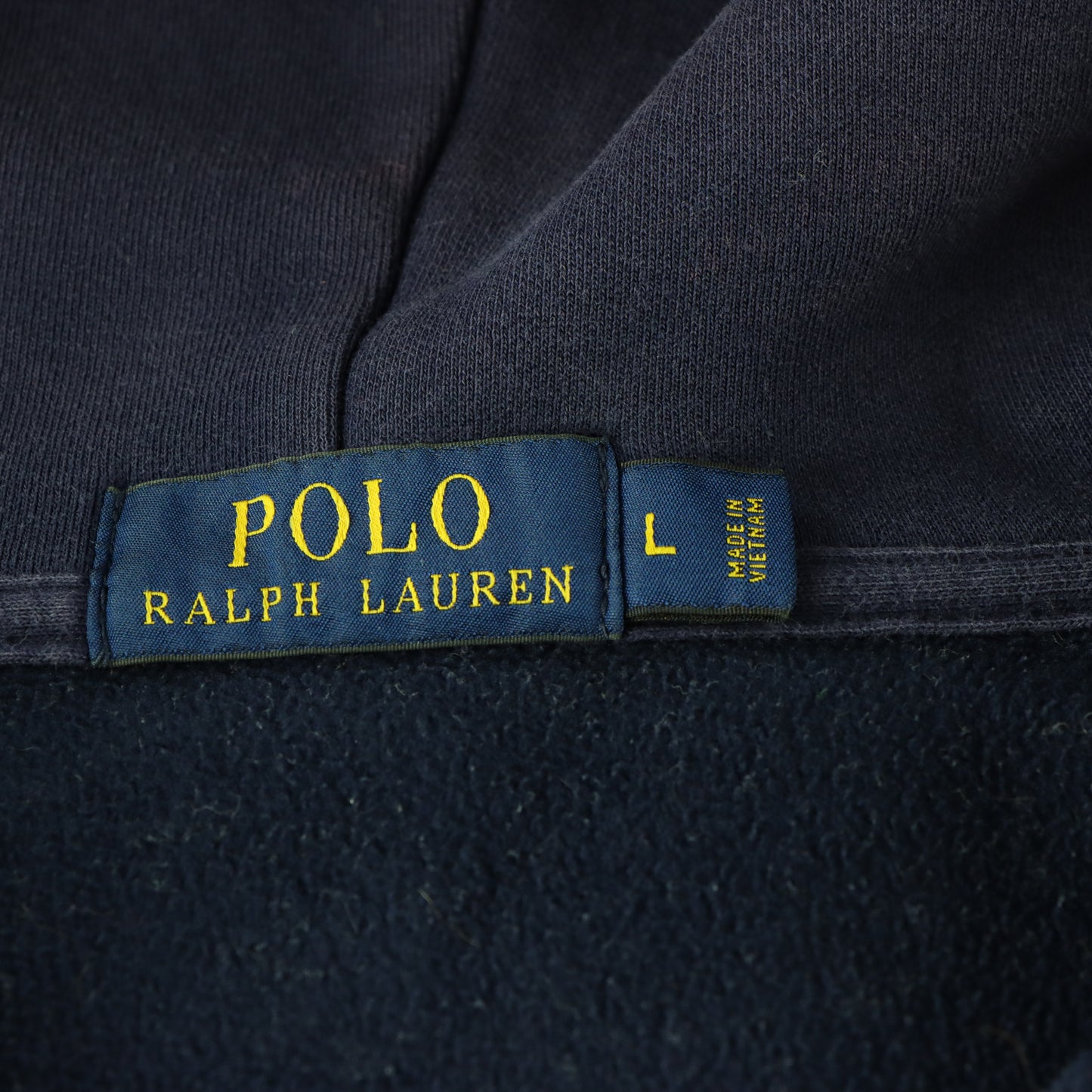 RALPH LAUREN POLO Embroidered Logo & USA Flag Patch Navy Full Zip Hoodie Sweatshirt (L)