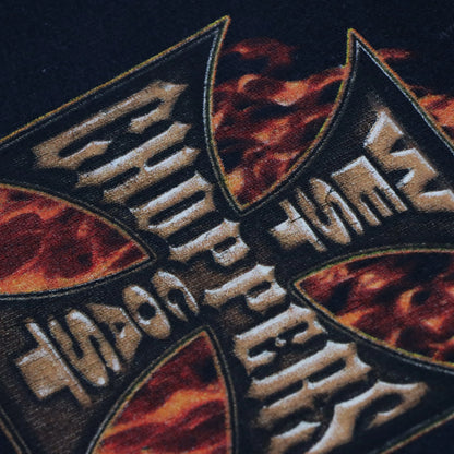 Vintage WEST CHOPPERS 'Long Beach' Motorcycle Hooded Faded Sweatshirt (S-M)