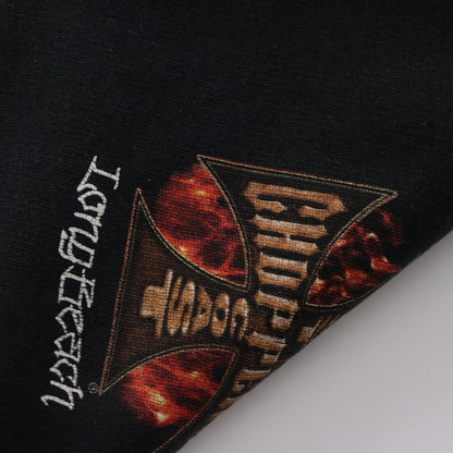 Vintage WEST CHOPPERS 'Long Beach' Motorcycle Hooded Faded Sweatshirt (S-M)