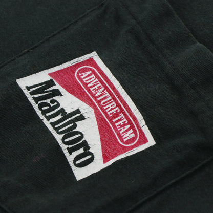 Vintage MARLBORO 'Snake Pass' Pocket Cigarette Black Single Stitch T-Shirt (XL)