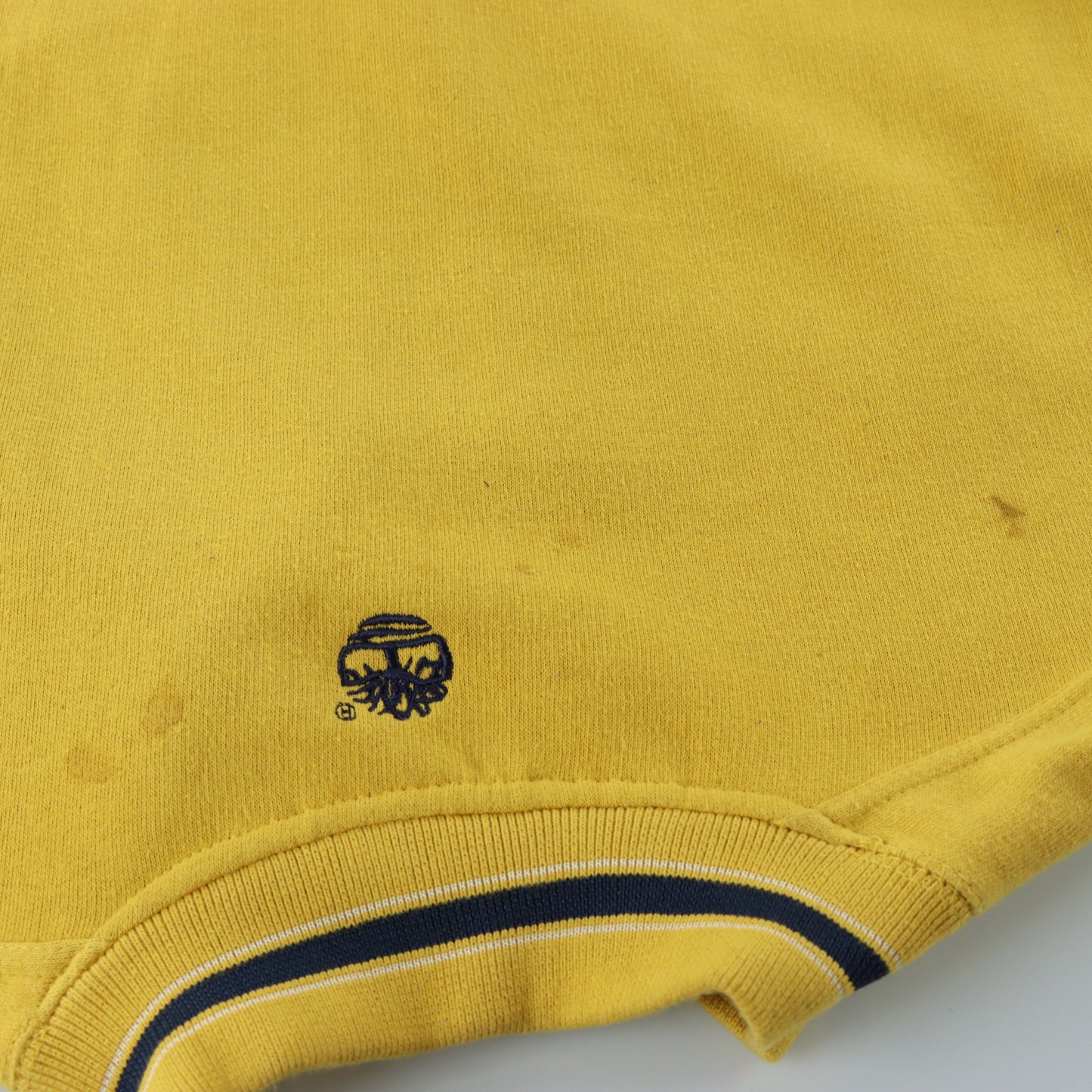 TIMBERLAND Embroidered Felt Patch Logo Yellow & Navy Full Zip Sweatshirt (M-L)