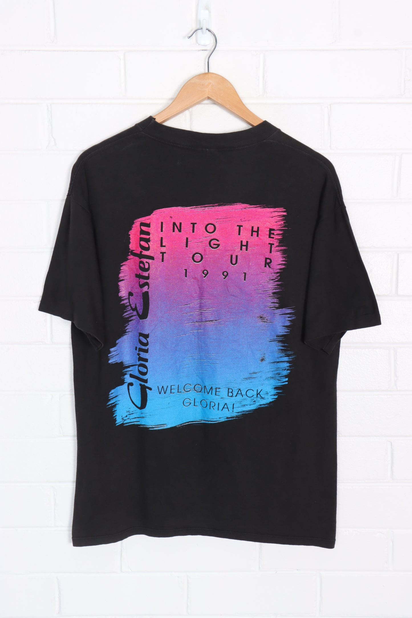 Gloria Estefan 1991 'Into The Light' Tour Yellow Front Back Single Stitch Tee USA Made (M-L)