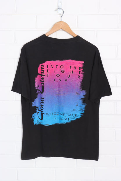 Gloria Estefan 1991 'Into The Light' Tour Yellow Front Back Single Stitch Tee USA Made (M-L)
