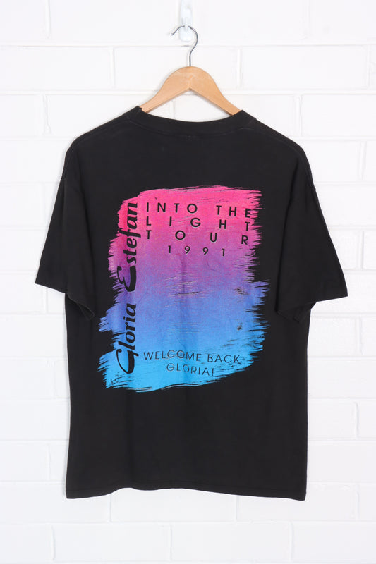 Gloria Estefan 1991 'Into The Light' Tour Yellow Front Back Single Stitch Tee USA Made (M-L)