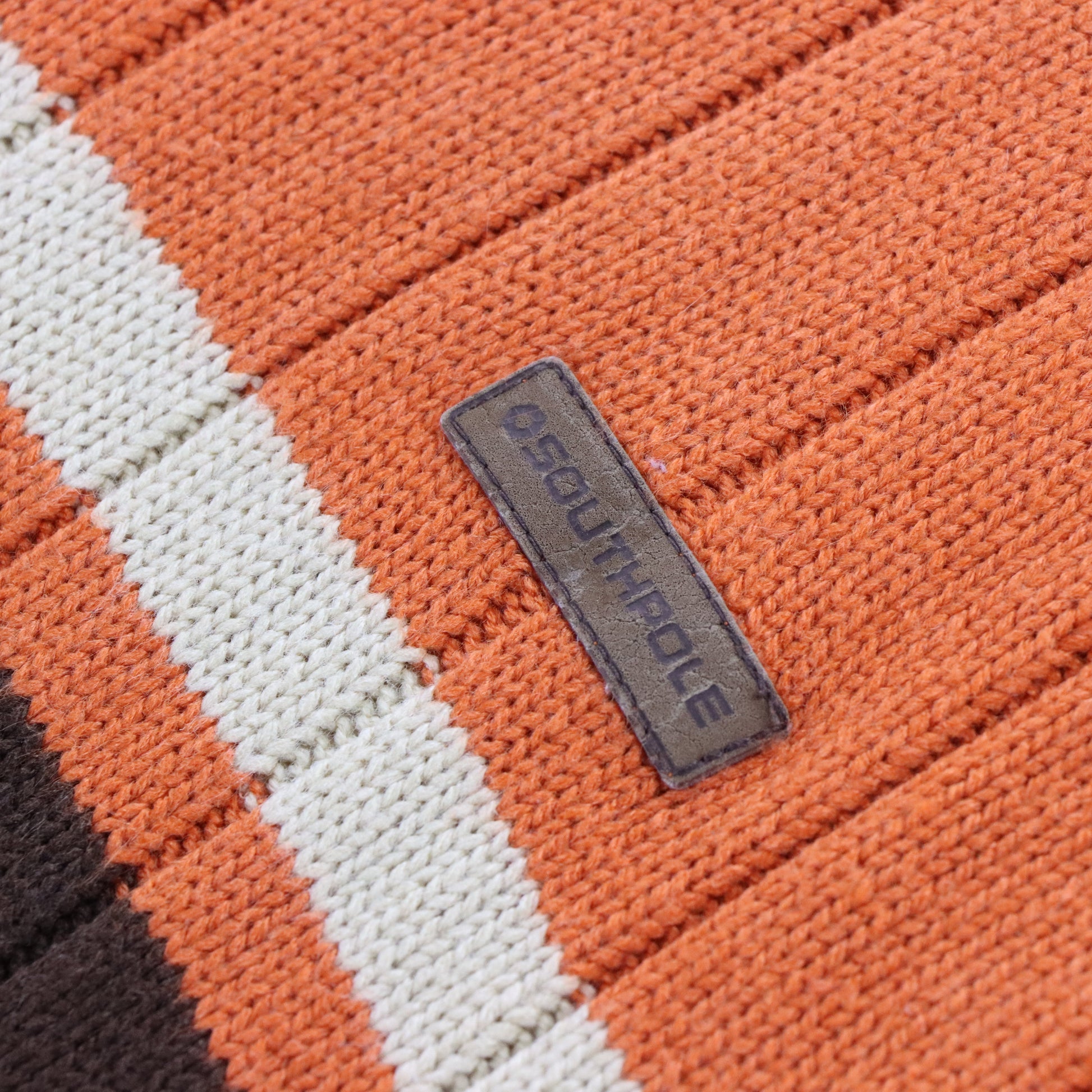 Vintage SOUTH POLE Y2K Stripe Quarter Zip Orange Knitted Sweatshirt (XL) Vintage Sole Melbourne