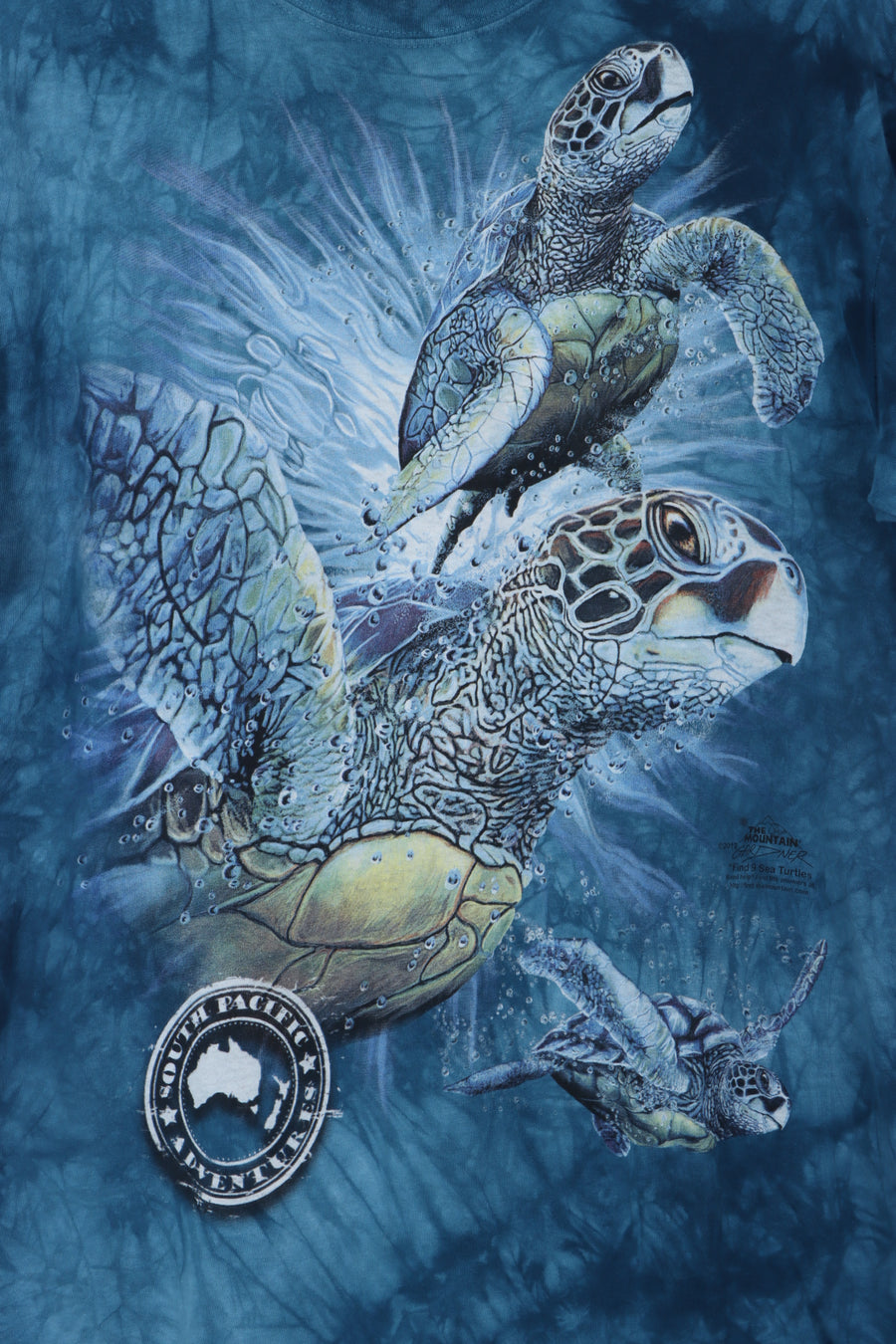 Tie Dye Ocean Habitat 'Find Nine Sea Turtles' Animal T-Shirt (L-XL)
